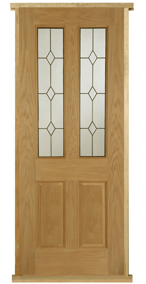 Edwardian Diamond Prehung Solid Oak External Door